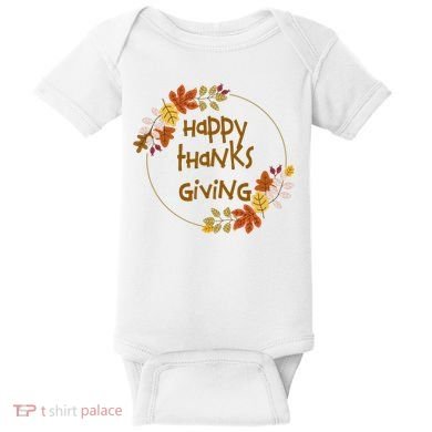 Happy Thanksgiving Fall Leaves Holiday Gift Baby Bodysuit