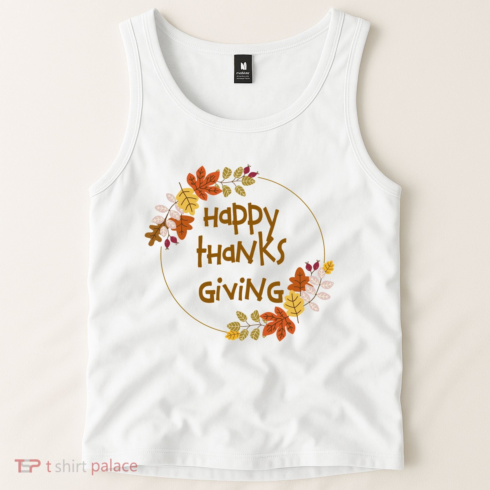 Happy Thanksgiving Fall Leaves Holiday Gift Tank Top