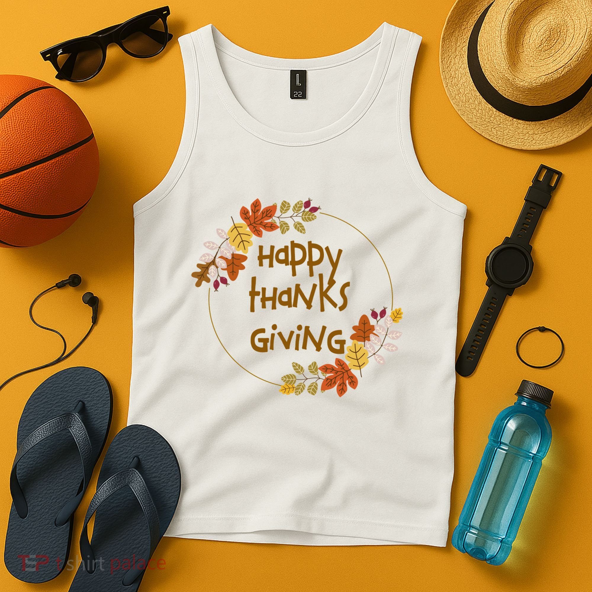 Happy Thanksgiving Fall Leaves Holiday Gift Tank Top