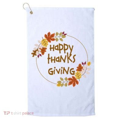 Happy Thanksgiving Fall Leaves Holiday Gift Golf Towel