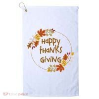 Happy Thanksgiving Fall Leaves Holiday Gift Golf Towel thumb 0