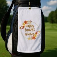 Happy Thanksgiving Fall Leaves Holiday Gift Golf Towel thumb 2