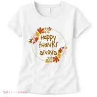 Happy Thanksgiving Fall Leaves Holiday Gift Women's T-Shirt thumb 0