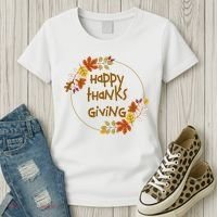 Happy Thanksgiving Fall Leaves Holiday Gift Women's T-Shirt thumb 3