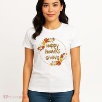 Happy Thanksgiving Fall Leaves Holiday Gift Women's T-Shirt thumb 4