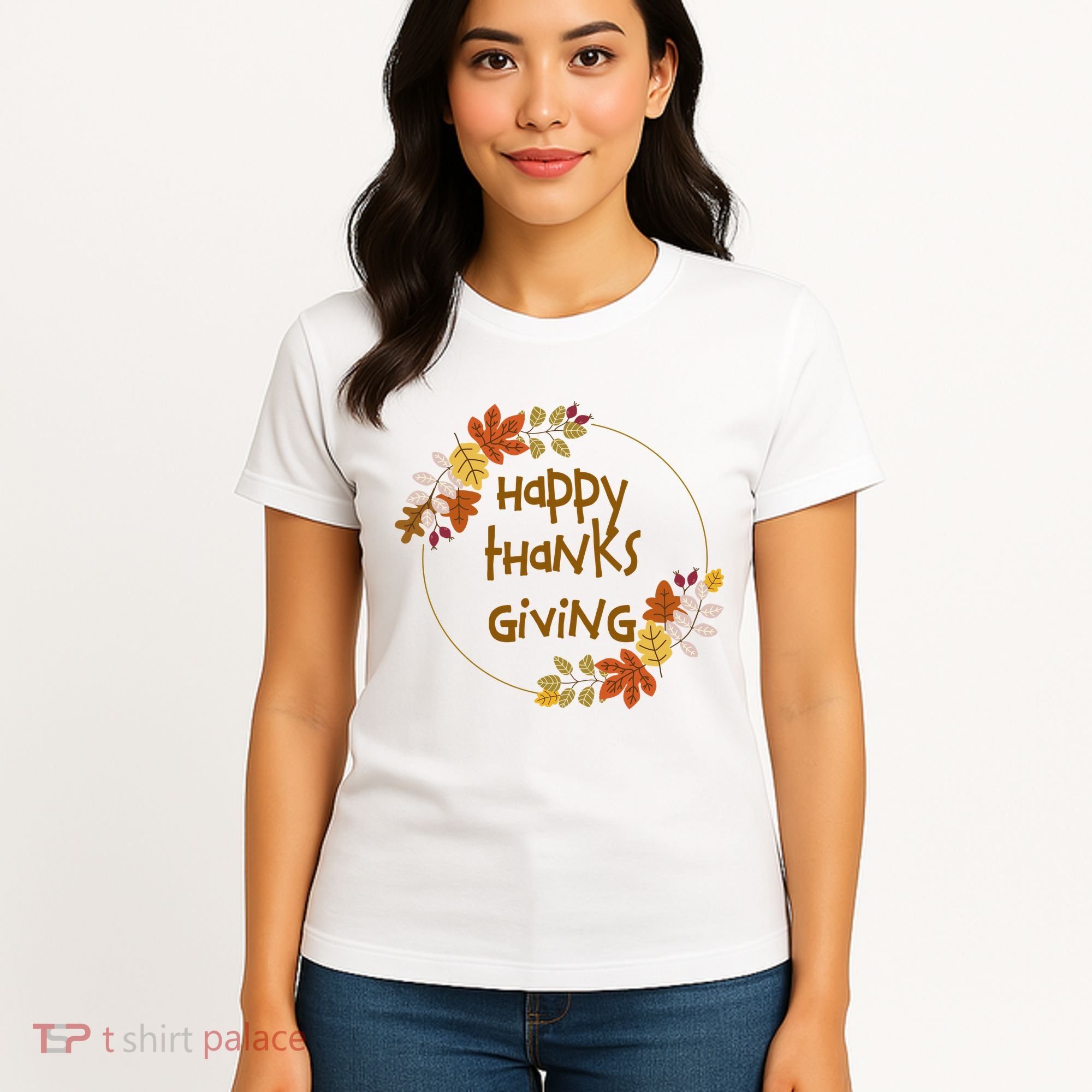 Happy Thanksgiving Fall Leaves Holiday Gift Women's T-Shirt