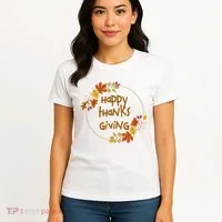 Happy Thanksgiving Fall Leaves Holiday Gift Women's T-Shirt thumb 4