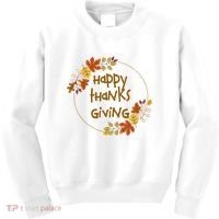 Happy Thanksgiving Fall Leaves Holiday Gift Kids Sweatshirt thumb 0