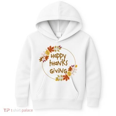 Happy Thanksgiving Fall Leaves Holiday Gift Kids Hoodie