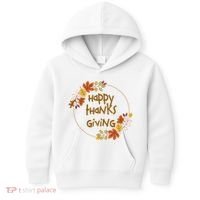 Happy Thanksgiving Fall Leaves Holiday Gift Kids Hoodie thumb 0
