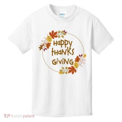 Happy Thanksgiving Fall Leaves Holiday Gift Kids T-Shirt