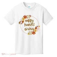 Happy Thanksgiving Fall Leaves Holiday Gift Kids T-Shirt thumb 0