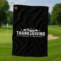 Happy Thanksgiving Festive Holiday Fall Golf Towel thumb 1