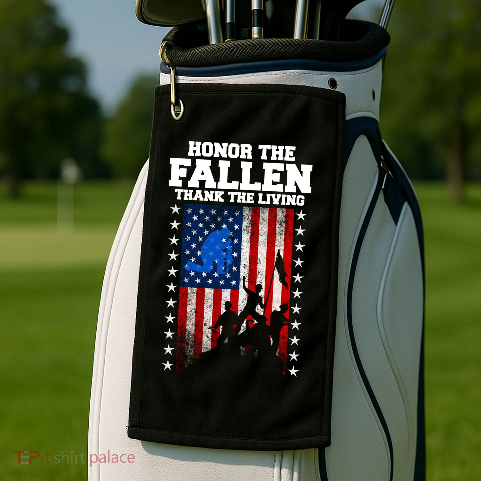 Honor The Fallen Thank The Living Memorial Day Gift Golf Towel