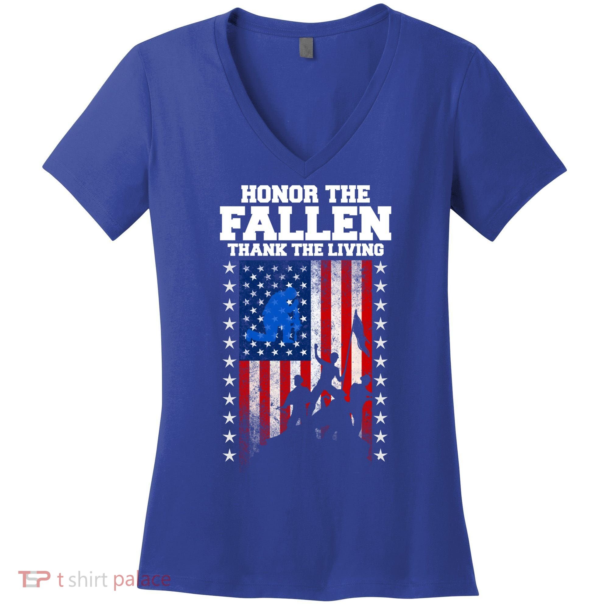 Honor The Fallen Thank The Living Memorial Day Gift Women's V-Neck T-Shirt