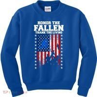 Honor The Fallen Thank The Living Memorial Day Gift Kids Sweatshirt thumb 0