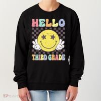 Hello Third Grade Hippie Smile Face 3rd Grade Back To School Gift Women's Sweatshirt thumb 0