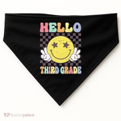 Hello Third Grade Hippie Smile Face 3rd Grade Back To School Gift USA-Made Doggie Bandana