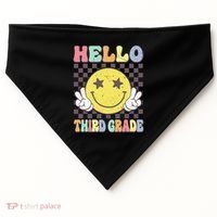 Hello Third Grade Hippie Smile Face 3rd Grade Back To School Gift USA-Made Doggie Bandana thumb 0