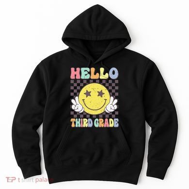 Hello Third Grade Hippie Smile Face 3rd Grade Back To School Gift Hoodie
