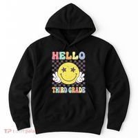 Hello Third Grade Hippie Smile Face 3rd Grade Back To School Gift Hoodie thumb 0