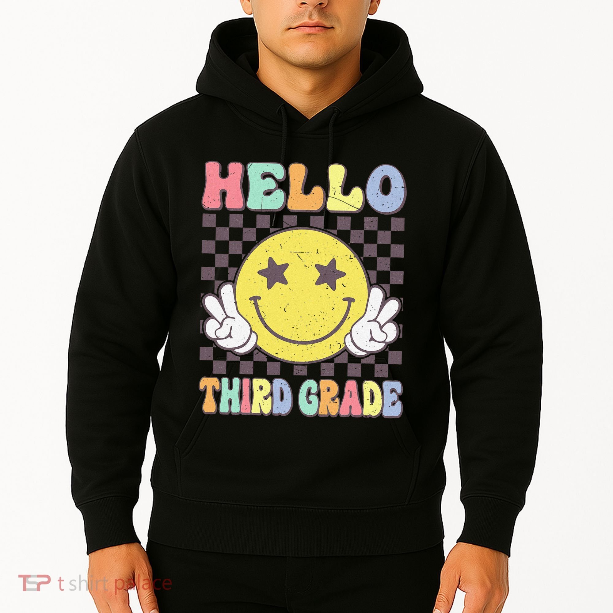 Hello Third Grade Hippie Smile Face 3rd Grade Back To School Gift Hoodie