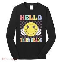 Hello Third Grade Hippie Smile Face 3rd Grade Back To School Gift Long Sleeve Shirt thumb 0