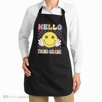Hello Third Grade Hippie Smile Face 3rd Grade Back To School Gift Apron thumb 2