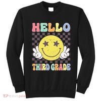 Hello Third Grade Hippie Smile Face 3rd Grade Back To School Gift Sweatshirt thumb 0
