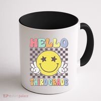 Hello Third Grade Hippie Smile Face 3rd Grade Back To School Gift Coffee Mug thumb 1