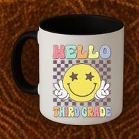 Hello Third Grade Hippie Smile Face 3rd Grade Back To School Gift Coffee Mug thumb 2