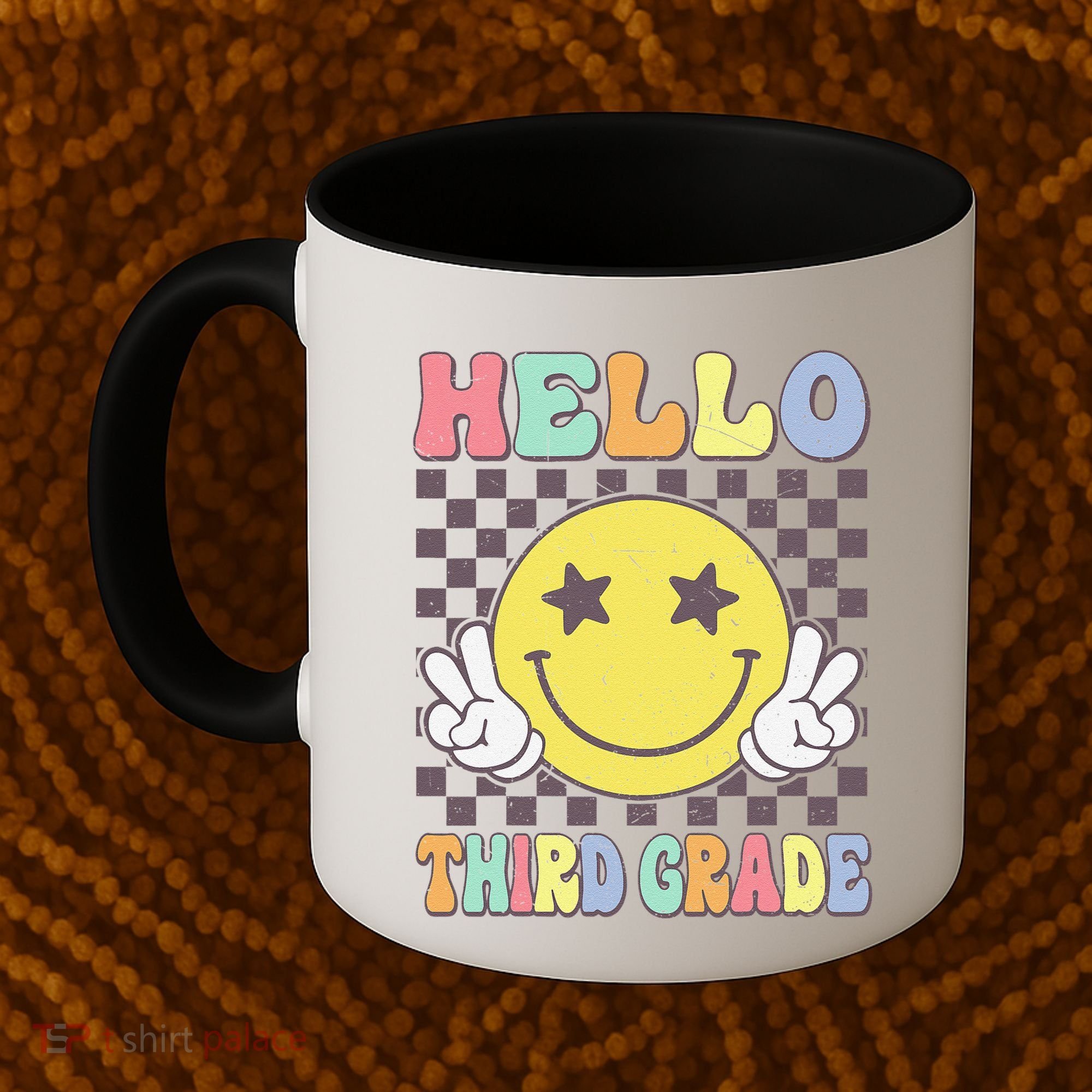 Hello Third Grade Hippie Smile Face 3rd Grade Back To School Gift Coffee Mug