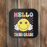 Hello Third Grade Hippie Smile Face 3rd Grade Back To School Gift Coaster thumb 0