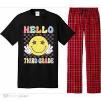 Hello Third Grade Hippie Smile Face 3rd Grade Back To School Gift Pajama Set thumb 0