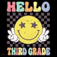 Hello Third Grade Hippie Smile Face 3rd Grade Back To School Gift Women's Hoodie thumb 2