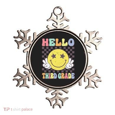 Hello Third Grade Hippie Smile Face 3rd Grade Back To School Gift Ornament
