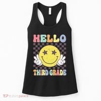 Hello Third Grade Hippie Smile Face 3rd Grade Back To School Gift Women's Tank Top thumb 0
