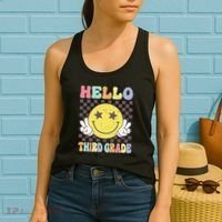 Hello Third Grade Hippie Smile Face 3rd Grade Back To School Gift Women's Tank Top thumb 2