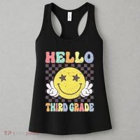Hello Third Grade Hippie Smile Face 3rd Grade Back To School Gift Women's Tank Top thumb 3