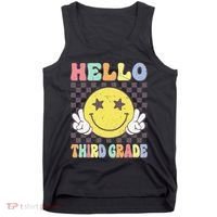 Hello Third Grade Hippie Smile Face 3rd Grade Back To School Gift Tank Top thumb 0