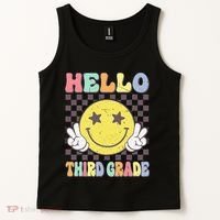 Hello Third Grade Hippie Smile Face 3rd Grade Back To School Gift Tank Top thumb 2