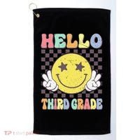 Hello Third Grade Hippie Smile Face 3rd Grade Back To School Gift Golf Towel thumb 0