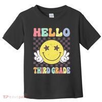 Hello Third Grade Hippie Smile Face 3rd Grade Back To School Gift Toddler T-Shirt thumb 0
