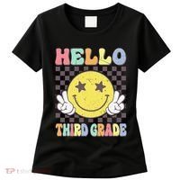 Hello Third Grade Hippie Smile Face 3rd Grade Back To School Gift Women's T-Shirt thumb 0
