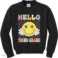 Hello Third Grade Hippie Smile Face 3rd Grade Back To School Gift Kids Sweatshirt thumb 0