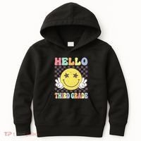 Hello Third Grade Hippie Smile Face 3rd Grade Back To School Gift Kids Hoodie thumb 0