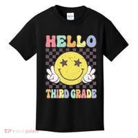 Hello Third Grade Hippie Smile Face 3rd Grade Back To School Gift Kids T-Shirt thumb 0