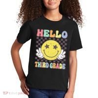 Hello Third Grade Hippie Smile Face 3rd Grade Back To School Gift Kids T-Shirt thumb 2