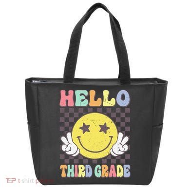 Hello Third Grade Hippie Smile Face 3rd Grade Back To School Gift Tote Bag
