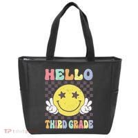 Hello Third Grade Hippie Smile Face 3rd Grade Back To School Gift Tote Bag thumb 0